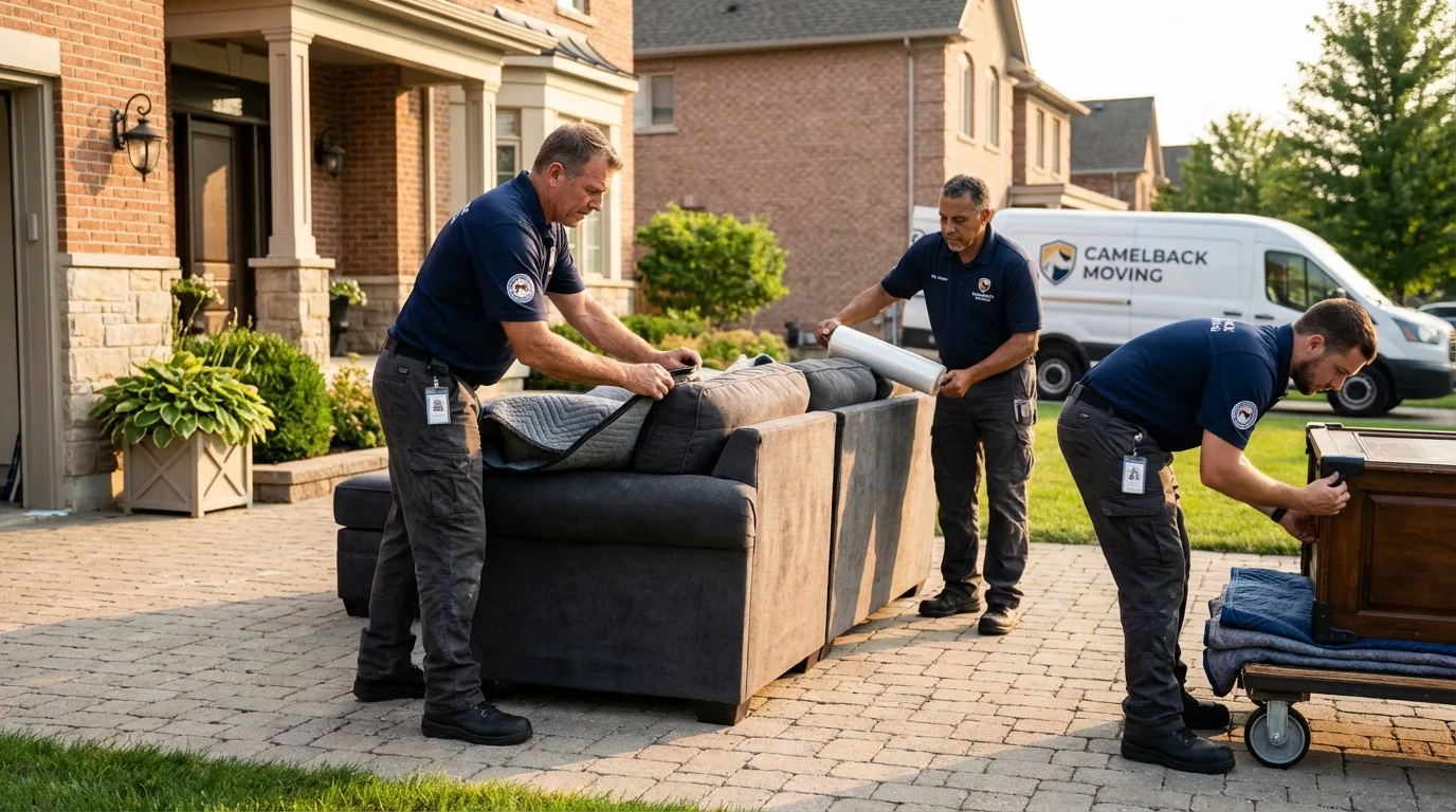 Large estate moving crew wrapping furniture in Tishomingo, OK