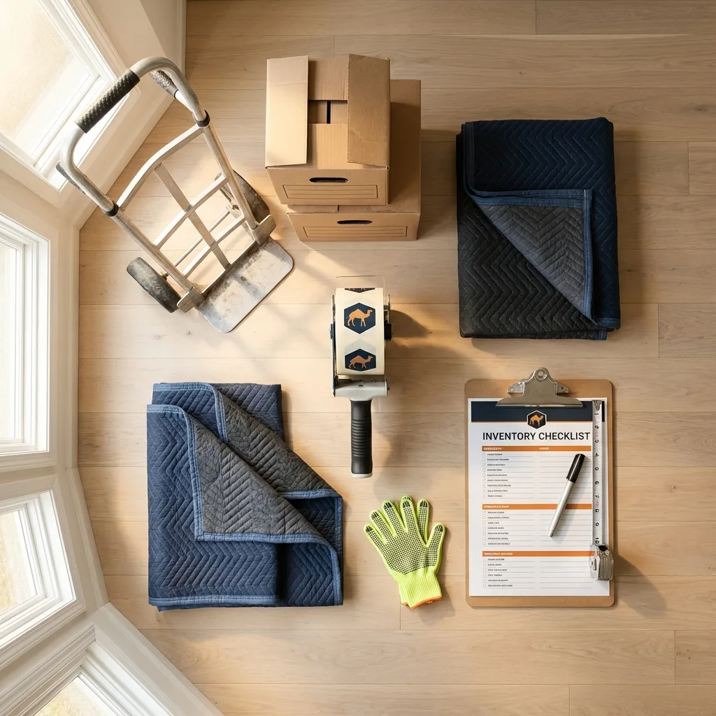 Professional moving supplies and packing materials layout for Tishomingo residential relocations